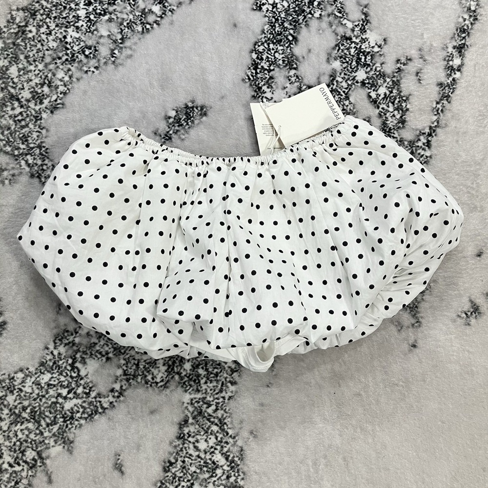 Peppermayo Polka Dot Bubble Hem Skort‎ Womens XS White Black NWT